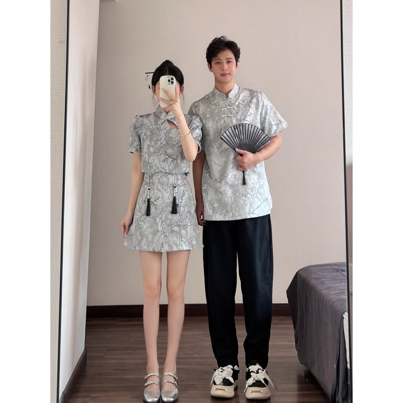 Summer New Chinese Style Suit Variegated Cheongsam Women's Short Sleeve