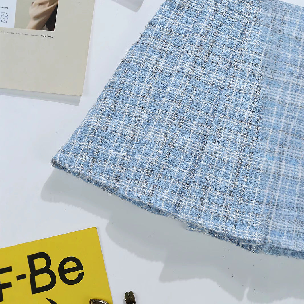 A-Line Tweed Belted Skirt