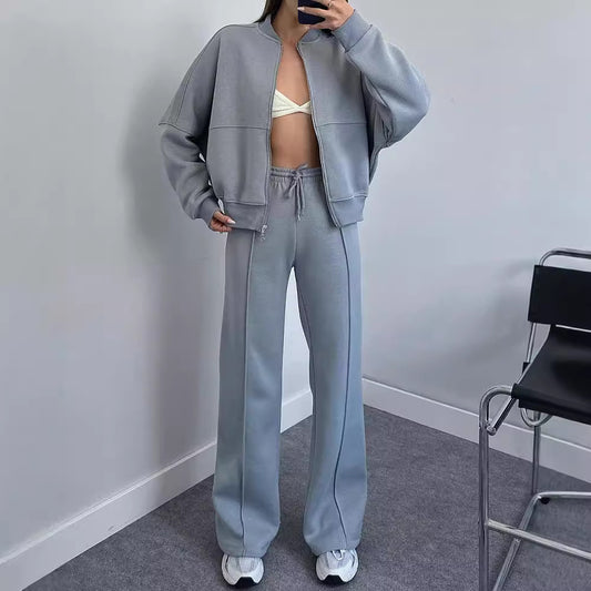 Cardigan Jacket and Straight Leg Pants Set