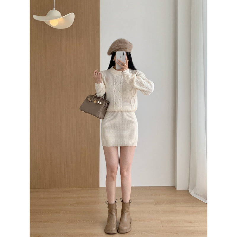 Long Sleeve Cable Knit Sweater Dress