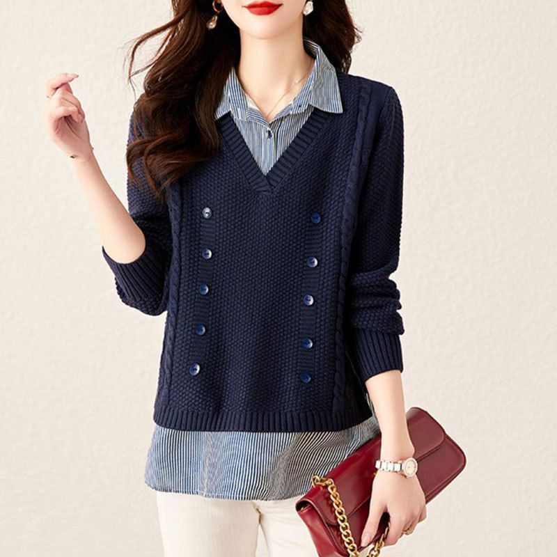 Loose Button Stitching Top