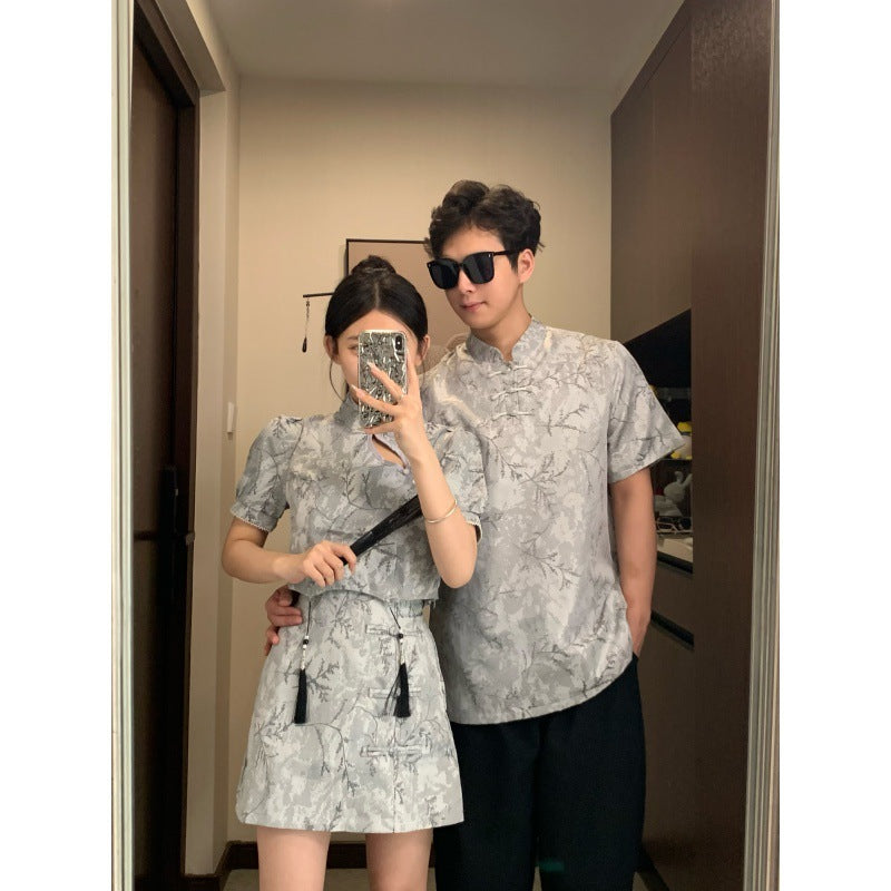 Summer New Chinese Style Suit Variegated Cheongsam Women's Short Sleeve