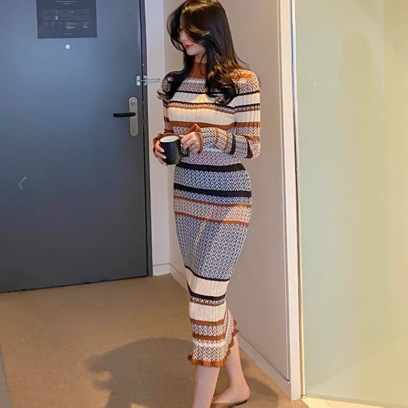 Long Knitted Turtle Neck Midi Dress