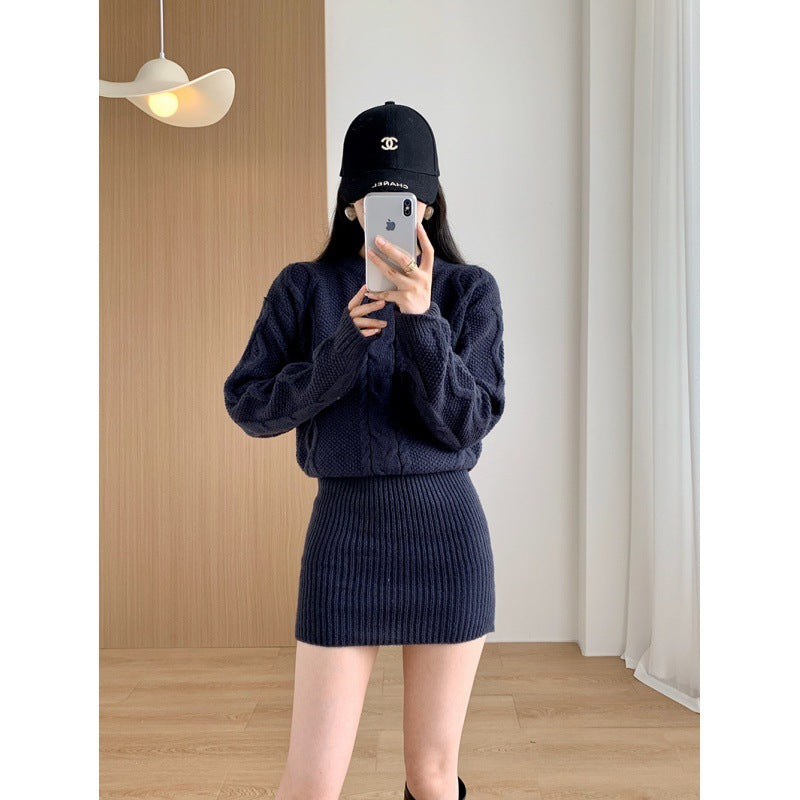 Long Sleeve Cable Knit Sweater Dress