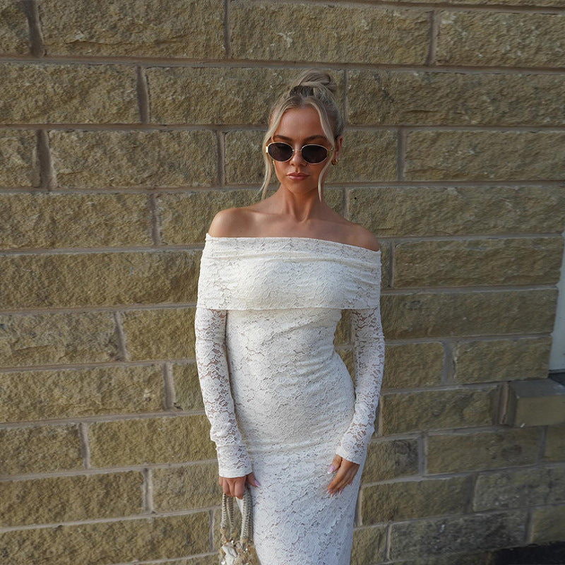 Off-shoulder Lace Maxi Dress