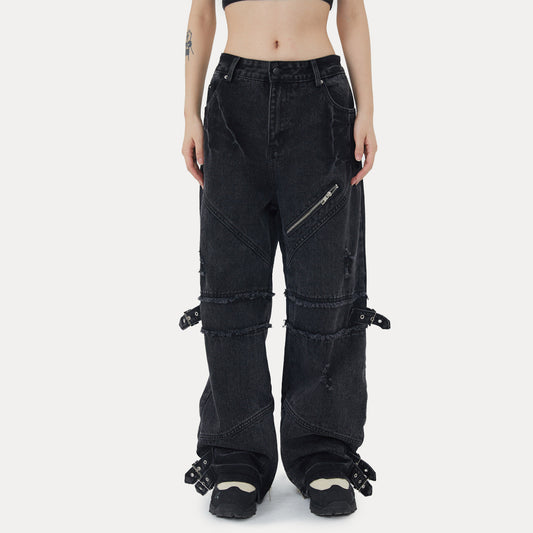 Black Wide Legged Denim Jeans