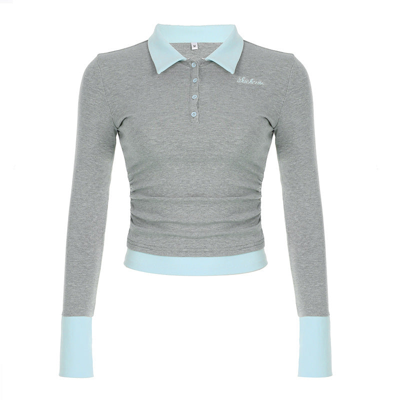 Collared Button Long Sleeve Top